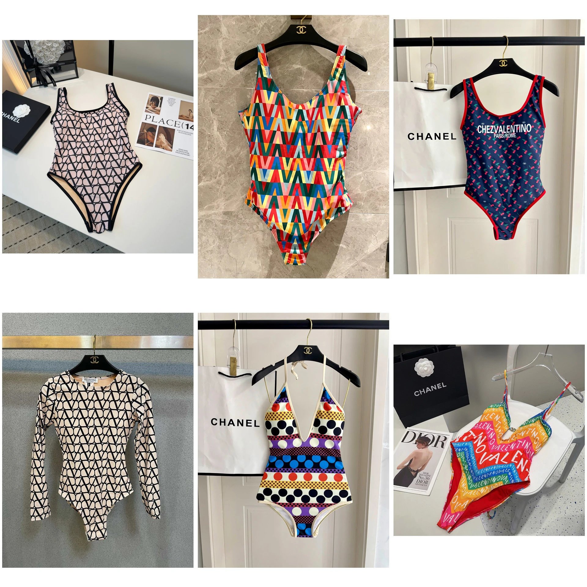 Valentino Garavani VLTN Geometric & Printed Swimsuits/Bodysuits [6 styles]